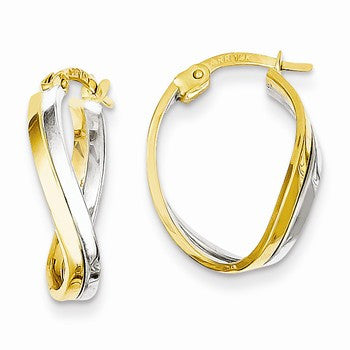 14k Two-tone Polished Hoop Earrings