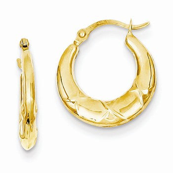 14k Yellow Gold Hollow X Hoop Earrings
