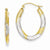 14k Yellow Gold Rhodium Textured Hollow Oval Hoop Earrings