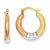 14k White & Rose Textured Diamond-cut Scalloped Hoop Earrings