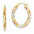 14k Yellow Gold with White & Rose Rhodium Oval Hollow Scallop Hoop Earrings