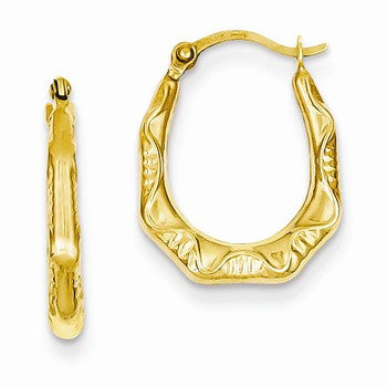 14k Yellow Gold Hollow Oval Hoop Earrings