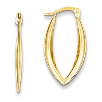 14k Yellow Gold Polished Hollow Hoop Earrings