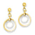 14k Two-tone Circle Post Dangle Earrings