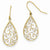 14k Yellow Gold Rhodium Polished Teardrop Earrings