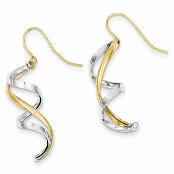 14k Two-tone Polished Fancy Dangle Earrings