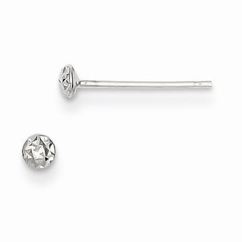 14k White Gold 3mm Puff Circle Stud Earrings