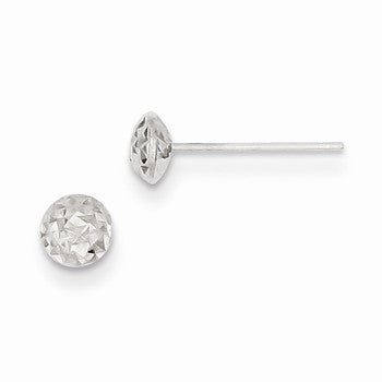 14k White Gold 5 mm Puff Circle Stud Earrings