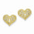 14k Yellow Gold Rhodium Fancy Heart Post Earrings