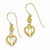 14k Yellow Gold Diamond-cut Heart Cage Shepherd Hook Earrings
