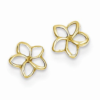 14k Yellow Gold Plumeria Post Earrings