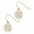 14k Yellow Gold Rhodium Polished & Textured Dangle Earrings