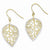 14k Yellow Gold Rhodium Leaf Drop Earrings