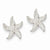 14k White Gold Polished Textured Starfish Post Earrings