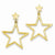 14k Yellow Gold Star Dangle Post Earrings