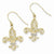 14k Yellow Gold Rhodium Fleur de lis Shepherd Hook Earrings
