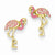 14k Yellow Gold Pink Enameled Flamingo Post Earrings