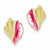 14k Yellow Gold Pink White Enamel Conch Shell Post Earrings