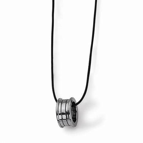 Tungsten Tungsten Polished Leather Cord Necklace