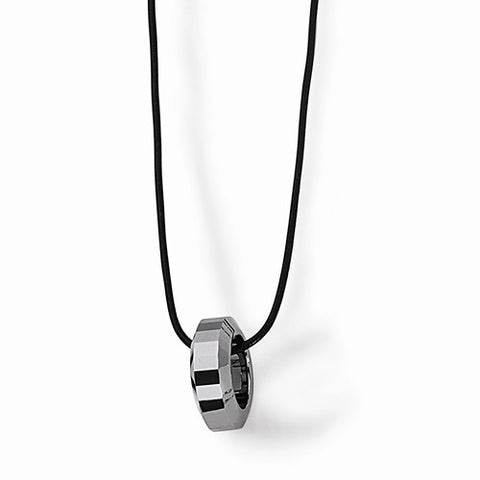 Tungsten Tungsten Polished Leather Cord Necklace