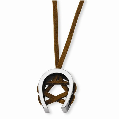 Tungsten Tungsten Horseshoe On Leather Cord Necklace