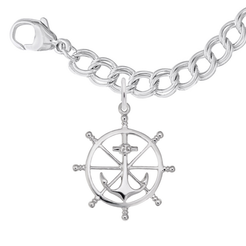 Anchor & Ship Wheel Charm Bracelet in Sterling Silver