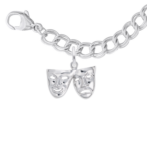 Comedy & Tragedy Masks Charm Bracelet in Sterling Silver