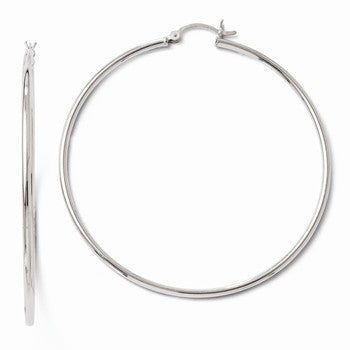 Sterling Silver Polished Hinged Hoop Earrings