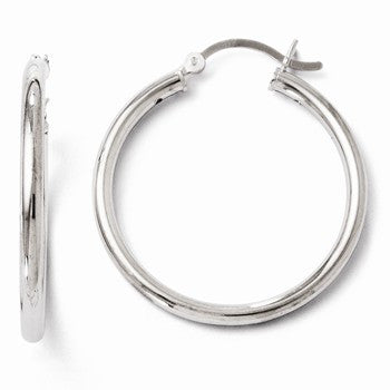 Sterling Silver Polished Hinged Hoop Earrings