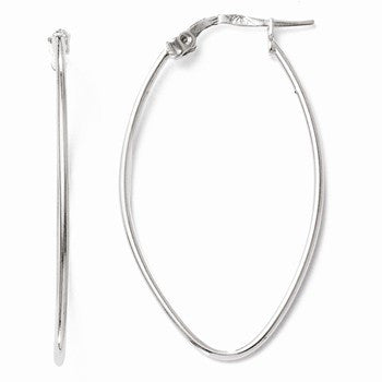 Sterling Silver Polished Oval Hinged Hoop Earrings