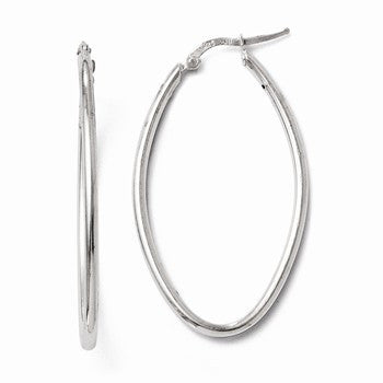 Sterling Silver Polished Oval Hinged Hoop Earrings