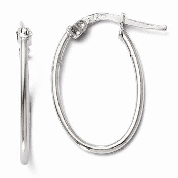 Sterling Silver Oval Polished Hinged Hoop Earrings