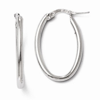 Sterling Silver Polished Oval Hinged Hoop Earrings