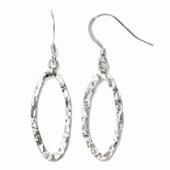 Sterling Silver Diamond-cut Shepherd Hook Dangle Earrings