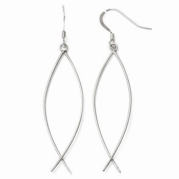 Sterling Silver Polished Shepherd Hook Dangle Earrings