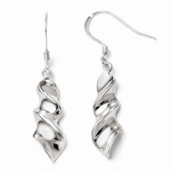 Sterling Silver Polished Shepherd Hook Dangle Earrings