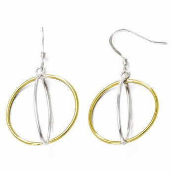 Sterling Silver Gold-tone 18k Flash Plated Dangle Earrings