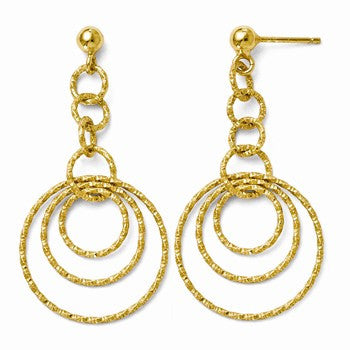 Sterling Silver Gold-tone 18k Flash Plated Dangle Earrings