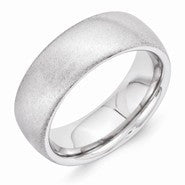 Vitalium Stone Finish 8mm Domed Wedding Band