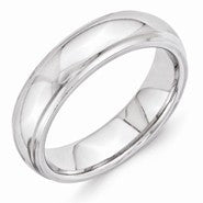 Vitalium Polished Grooved Edge 6mm Wedding Band
