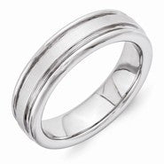 Vitalium Cross Satin Finish Center Rounded Edge 6mm Wedding Band