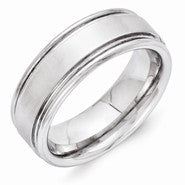 Vitalium Cross Satin Finish Center Rounded Edge 8mm Wedding Band