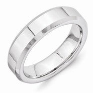 Vitalium Polished 6mm Beveled Edge Wedding Band