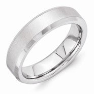 Vitalium Cross Satin Center 6mm Beveled Edge Wedding Band