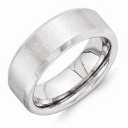 Vitalium Grain Center Finish 8mm Beveled Edge Wedding Band