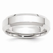 10k White Gold 6mm Bevel Edge Comfort Fit Wedding Band