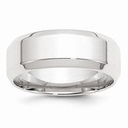 10k White Gold 8mm Bevel Edge Comfort Fit Wedding Band
