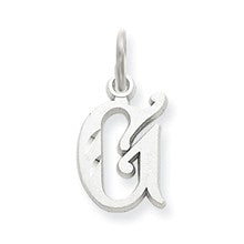 14k White Gold Diamond-cut Initial G Charm hide-image