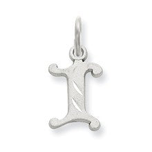 14k White Gold Diamond-cut Initial I Charm hide-image