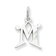 14k White Gold Diamond-cut Initial M Charm hide-image